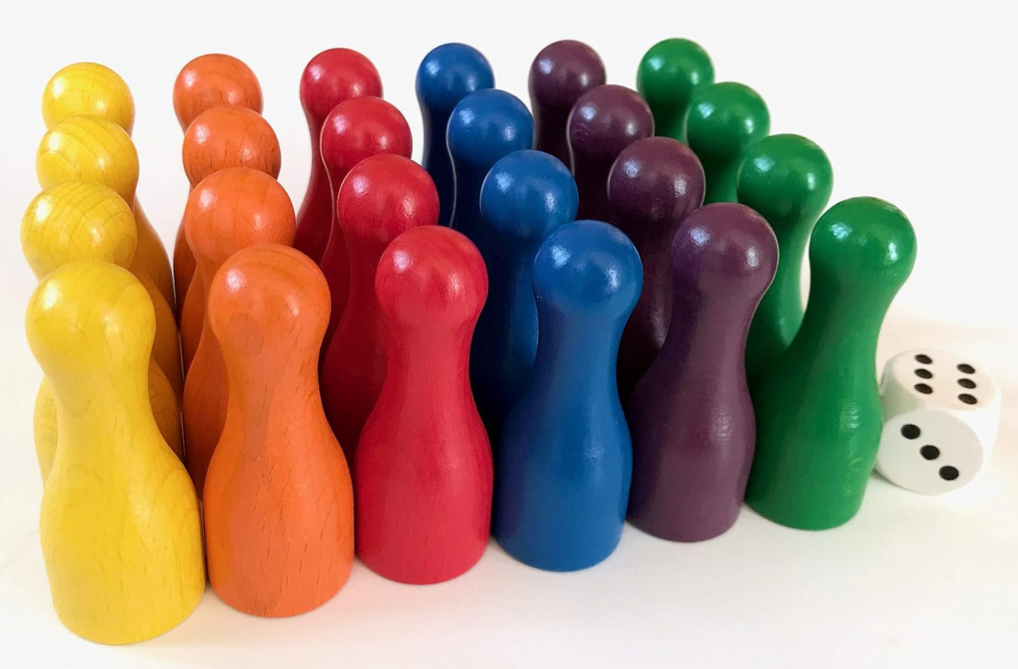 Spieltz - Spielfiguren Set Ludo XL aus Holz - Riesen Flaschenkegel + große Würfel