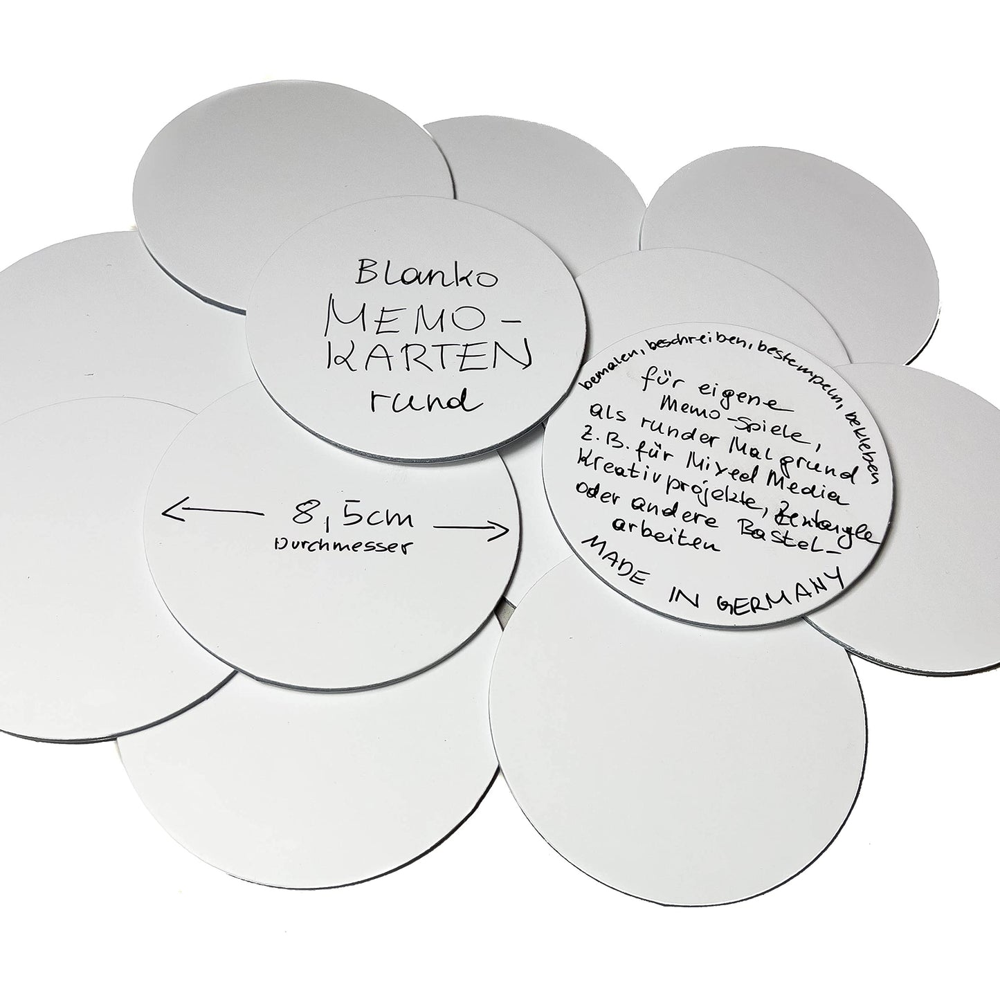 Spieltz - Blanko Memo Karten rund 8,5 cm