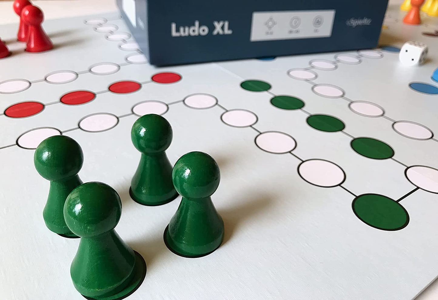 Spieltz Ludo XL Spiel für 2 - 6 Personen (Vorderseite bis 4, Rückseite bis 6 Spieler)