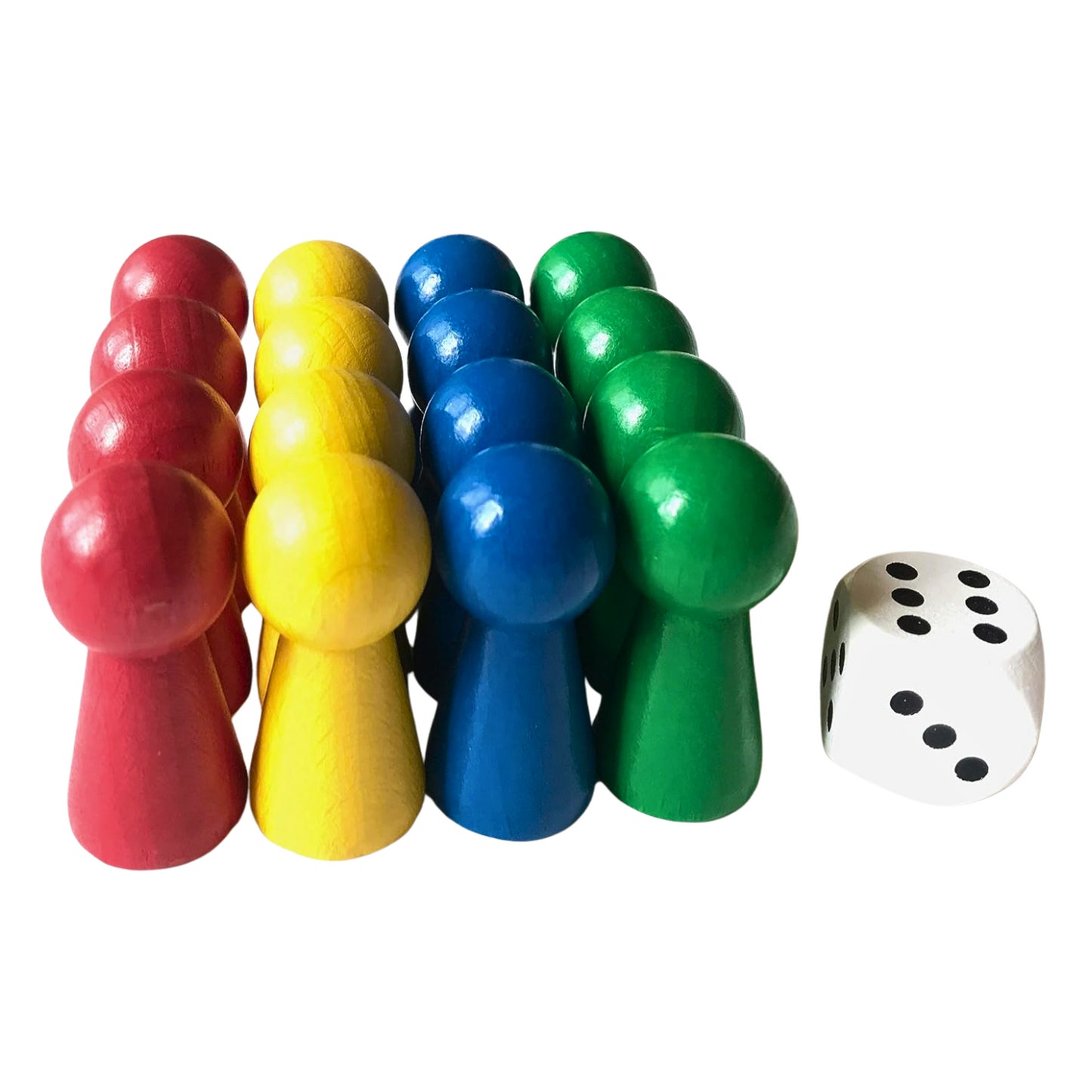 Spieltz Spielmaterial-Set für Ludo groß: Halmakegel 19/40 mm, Würfel 20 mm