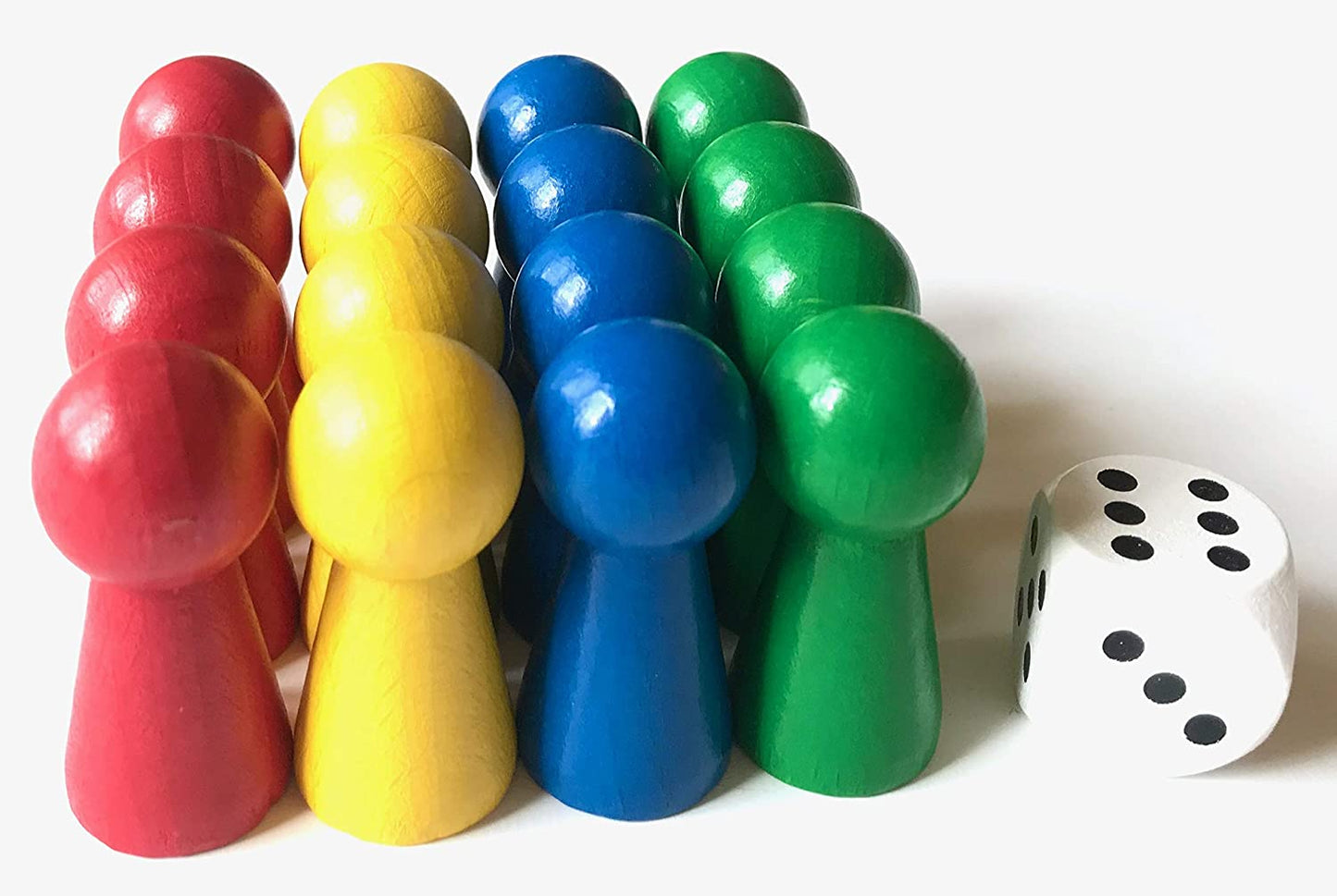 Spieltz Spielmaterial-Set für Ludo groß: Halmakegel 19/40 mm, Würfel 20 mm
